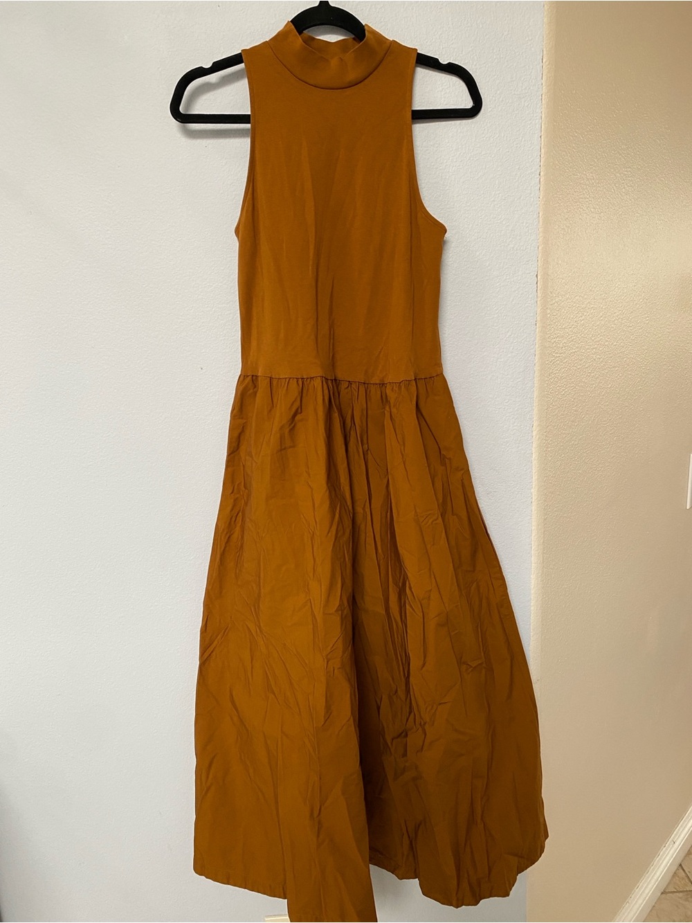 Autumnal Sleeveless Mock Turtleneck Maxi Dress